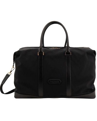Tom Ford Canvas And Leather Handle Bag - Black
