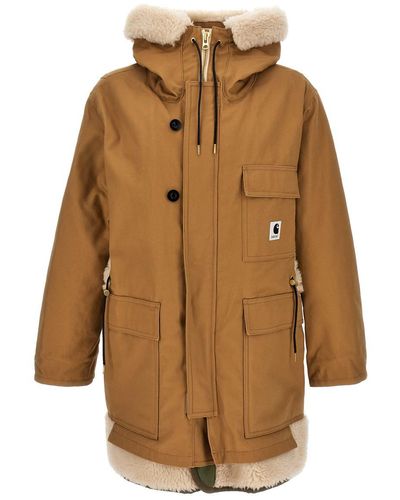 Sacai X Carhartt Wip Coat Coats - Natural