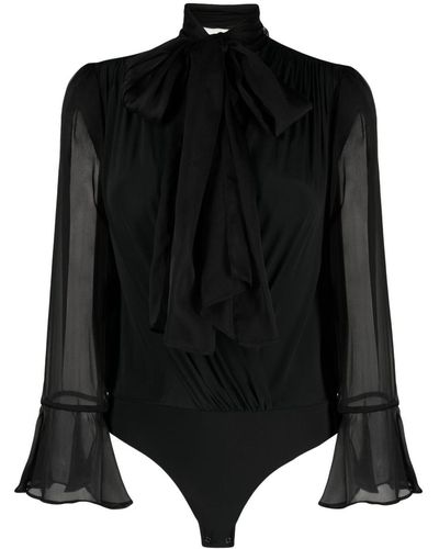 Pinko Tie-neck Chiffon Bodysuit - Black