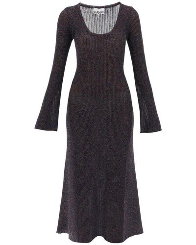 Ganni Lurex Knit Midi Dress - Black