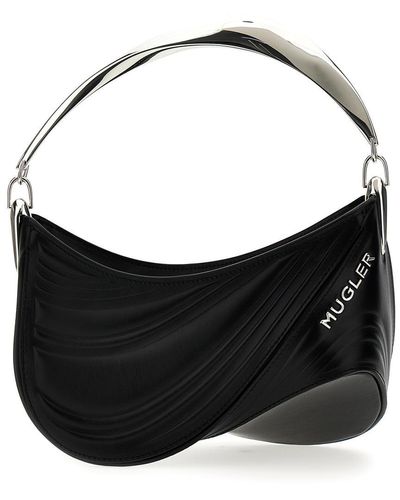 Mugler 'Small Embossed Spiral Curve 01' Handbag - Black