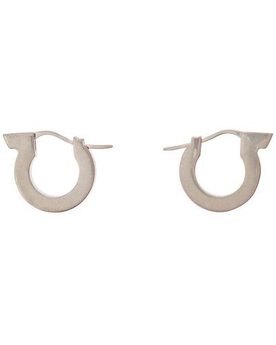 Ferragamo 'gancini' Silver Tone Earrings In Brass Woman - Gray