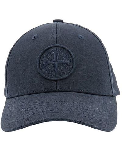 Stone Island Cap With Front Logo Embroidery - Blue
