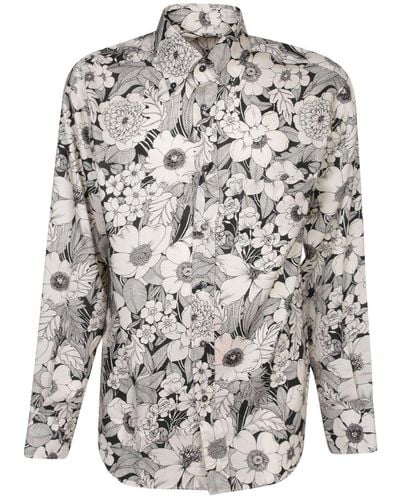 Tom Ford Floral Print Shirt - Gray