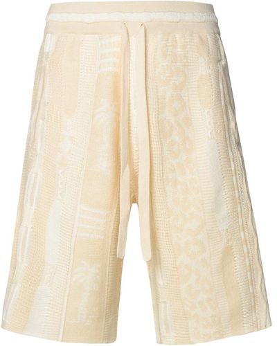 Laneus Ivory Cotton Bermuda Shorts - Natural