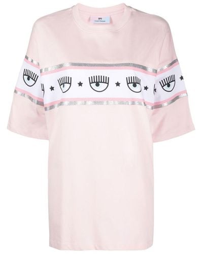 Chiara Ferragni Logo-tape Cotton T-shirt - Pink