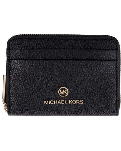 Michael Kors Jet Set Small Wallet In Grained Leather - Black