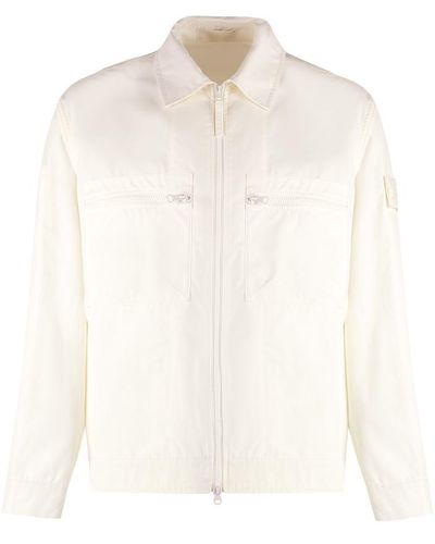 Stone Island Zippered Cotton Jacket - White
