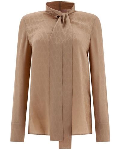 Valentino Silk Jacquard Toile Iconographe Shirt - Brown