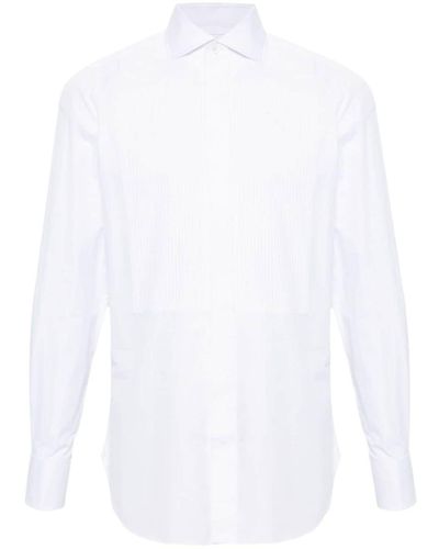 Finamore 1925 Cotton Tuxedo Shirt - White