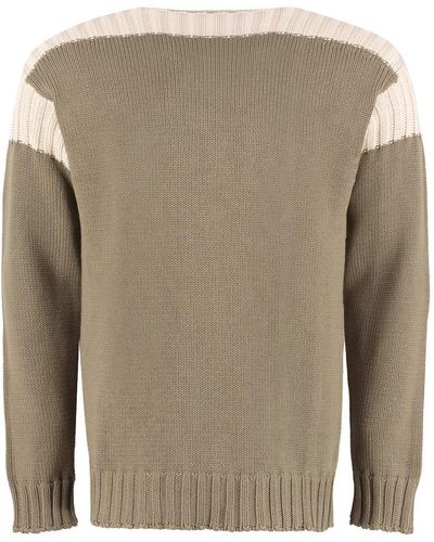 Fendi Color-Block Cotton-Cashmere Sweater - Natural