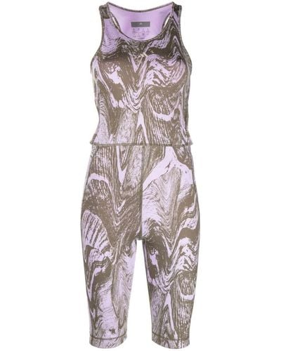 adidas By Stella McCartney Abstract-print Racerback Jumpsuit - Purple