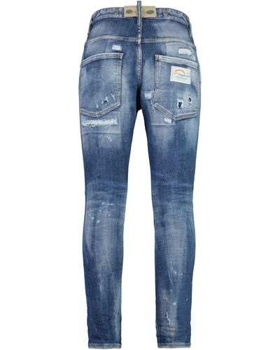 DSquared² Destroyed Slim Fit Jeans - Blue