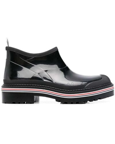 Thom Browne Stripe-Trim Ankle Boots - Black