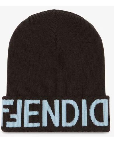 Fendi Ff-Motif Turn-Up Brim Beanie - Black