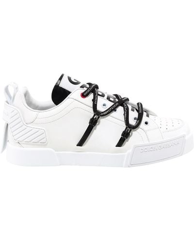 Dolce & Gabbana Portofino Leather Trainers - White