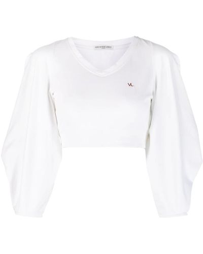 Veronique Leroy Cotton Jersey Triangle-sleeve Crop T-shirt Clothing - White