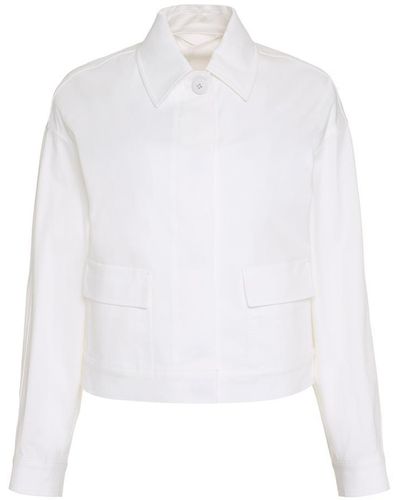 Max Mara Studio Baffo Jacket In Cotton With Buttons - White