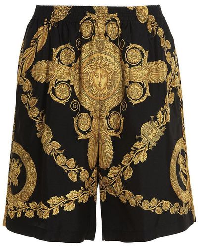 Versace Barocco Print Silk Shorts - Black