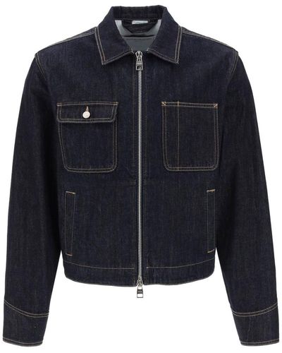 Alexander McQueen Denim Jacket With Zipper - Blue