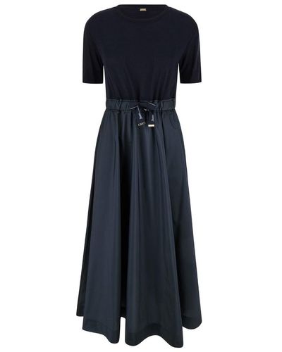 Herno Pleated Long Dress - Blue
