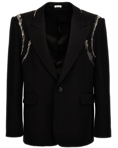 Alexander McQueen 'Crystal Harness' Blazer - Black