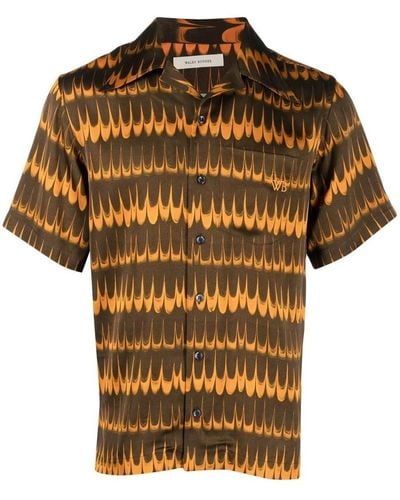 Wales Bonner Geometric-print Short-sleeve Shirt - Yellow