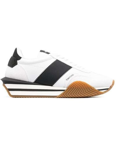 Tom Ford James Panelled Leather Low-top Trainers - White