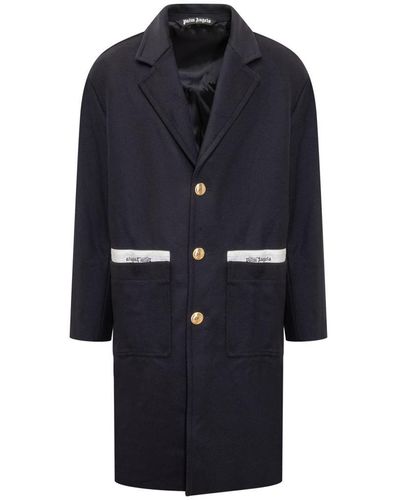Palm Angels Single-breasted Coat - Blue