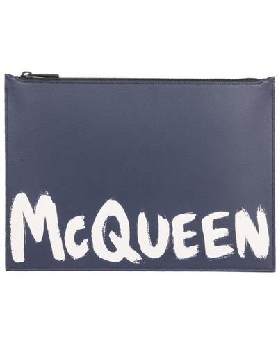 Alexander McQueen Leather Clutch - Blue