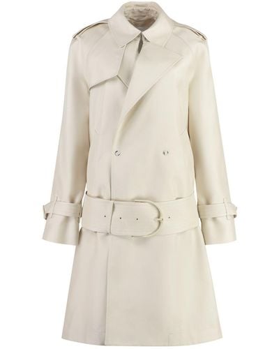 Burberry Silk Blend Trench Coat - Natural