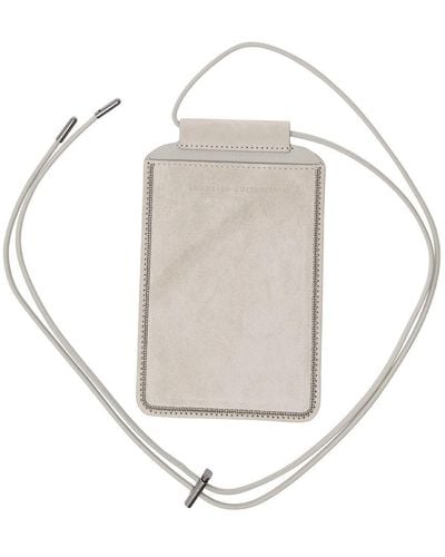 Brunello Cucinelli Phone-Holder With Shiny Trim And Logo - White