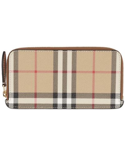 Burberry Checked Motif Card Holder - Natural