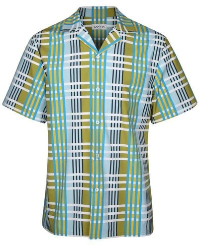Lanvin Striped Print Cotton Shirt Striped - Blue