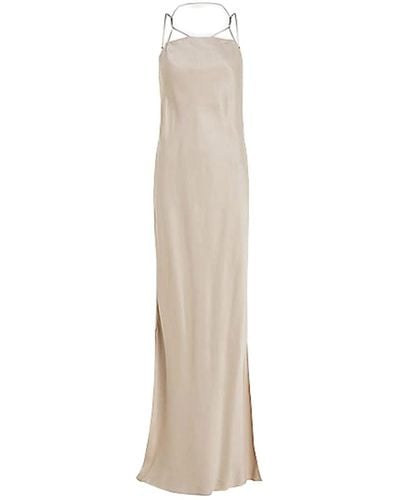 Calvin Klein Viscose Slip Maxi Length Dress - Natural