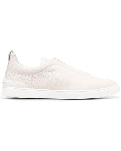 Zegna Triple Stitch Slip-on Sneakers - White