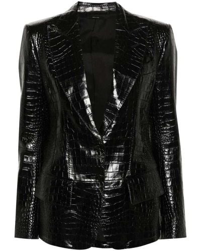 Tom Ford Leather Outerwears - Black