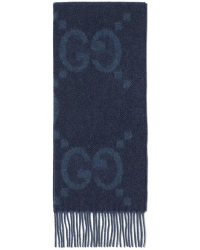 Gucci GG Cashmere Jacquard Scarf - Blue