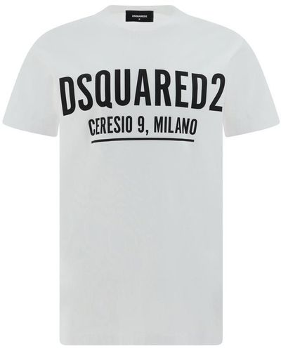 DSquared² Logo Print Cotton T Shirt. - White