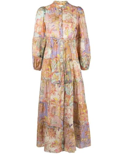 Zimmermann Cira Floral-print Cotton Tiered Dress - Multicolor