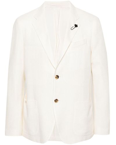 Lardini Double-breasted Knitted Blazer - Natural