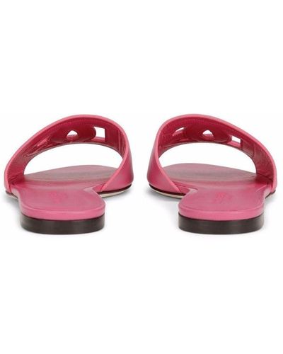 Dolce & Gabbana Dg Leather Flat Sandals - Pink