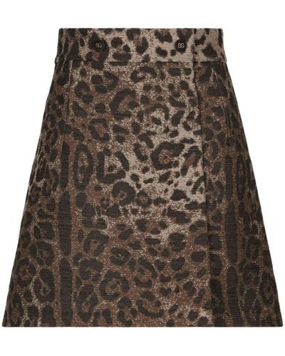Dolce & Gabbana Leopard-print High-waisted Miniskirt - Brown