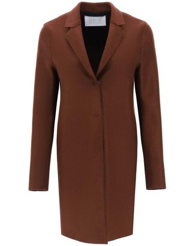 Harris Wharf London Single-breasted Coat In Pressed Wool - Brown