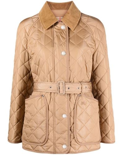 Burberry Recycled Nylon Quilted Jacket - Natural