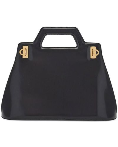 Ferragamo Wanda Leather Top-hndle Bag - Black