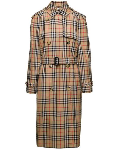 Burberry 'Harehope' Double-Breasted Trench Coat With Matching Be - Natural
