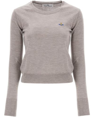 Vivienne Westwood Bea Cardigan With Embroidered Logo - Gray