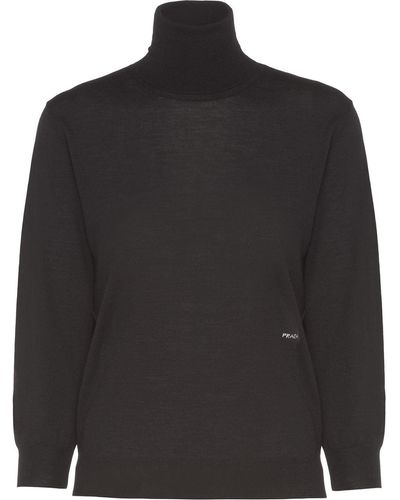 Prada Combed Wool Turtleneck Sweater - Black