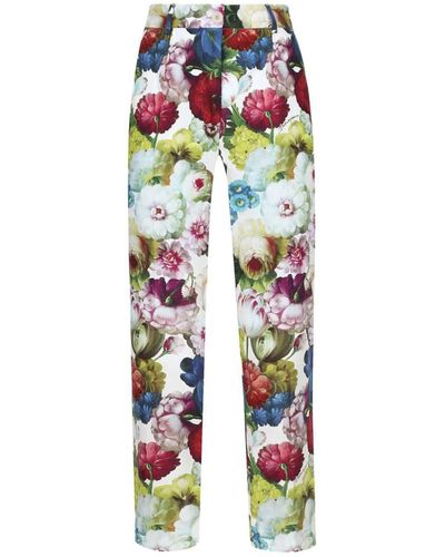 Dolce & Gabbana Floral Trousers Clothing - White